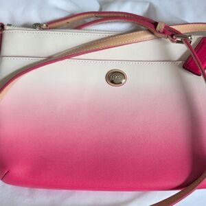 Coach Pink-to-Cream Ombre Leather Shoulder Bag